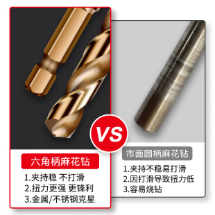 六角柄钻头含钴麻花钻不锈钢高硬度打孔钢铁合金手电钻万能头