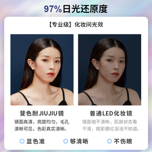桌面镜子宿舍可折叠便携美妆梳妆镜 斐色耐LED化妆镜带灯家用台式