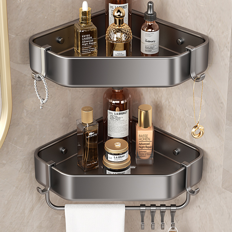 浴室三角置物架免打孔太空铝厨房卫生间淋浴房墙S角壁挂式收纳架