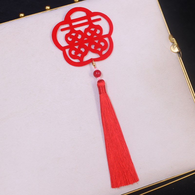 新中式新娘结婚饰品红色喜庆剪纸红喜字复K古耳饰个性气质百搭发