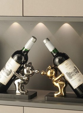 红酒架摆件暴力网j红熊创意轻奢高档客厅家居玄关电视柜酒柜装饰