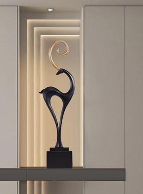 入户玄关壁龛鹿摆件o客厅电视柜两边竖高轻奢高级感落地艺术软装