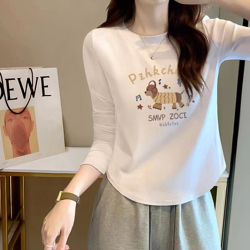 小个子正肩长袖t恤女2026秋款高腰显瘦打底衫不规则下摆内搭上衣