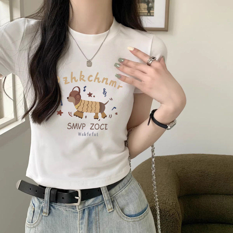 圆领短袖t恤女2026新款夏季纯棉白色内搭修身显瘦小个子短款上衣