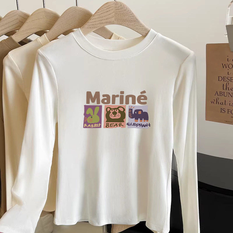 白色纯棉长袖t恤女短款内搭春秋新款小个子甜辣小上衣正肩打底衫