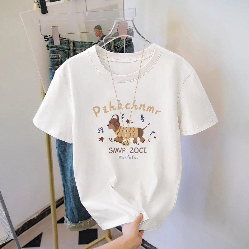 2026新款卡通图案小个子t恤女短袖纯棉显瘦甜酷风夏季半袖内搭