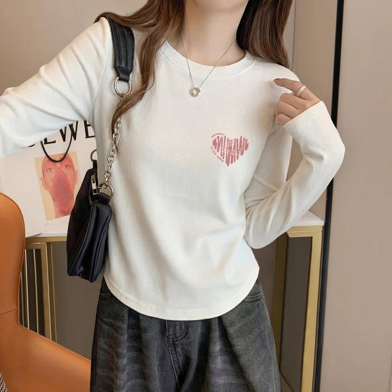 纯棉长袖打底衫女春秋新款弧形下摆不规则T恤内搭高腰短款上衣,女装/女士精品,T恤,淘宝优惠券,粉丝福利购,淘宝优惠卷