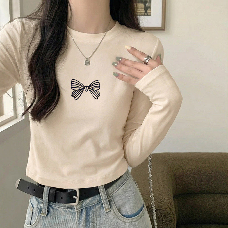 设计感短款打底衫女内搭2026年春秋季新款小个子长袖t恤高腰上衣