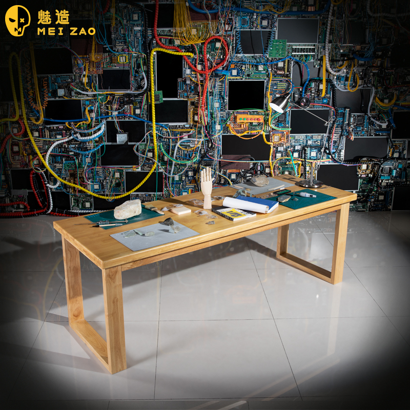 魅造 重型全实木钳工台维修桌工作台 车间操作组装实验室装配桌