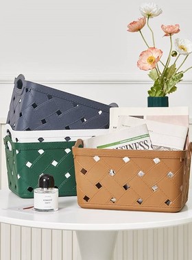 2521方形收纳筐塑料PP镂空杂物篮子工厂零件小物件整理置物篮