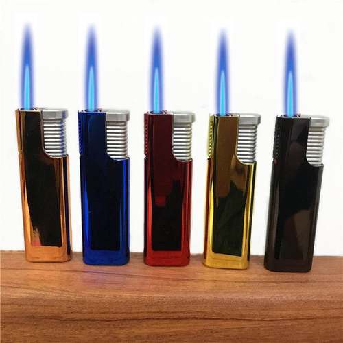 打火机防风加厚型金属壳直冲充气电子点火器家用便利店零售