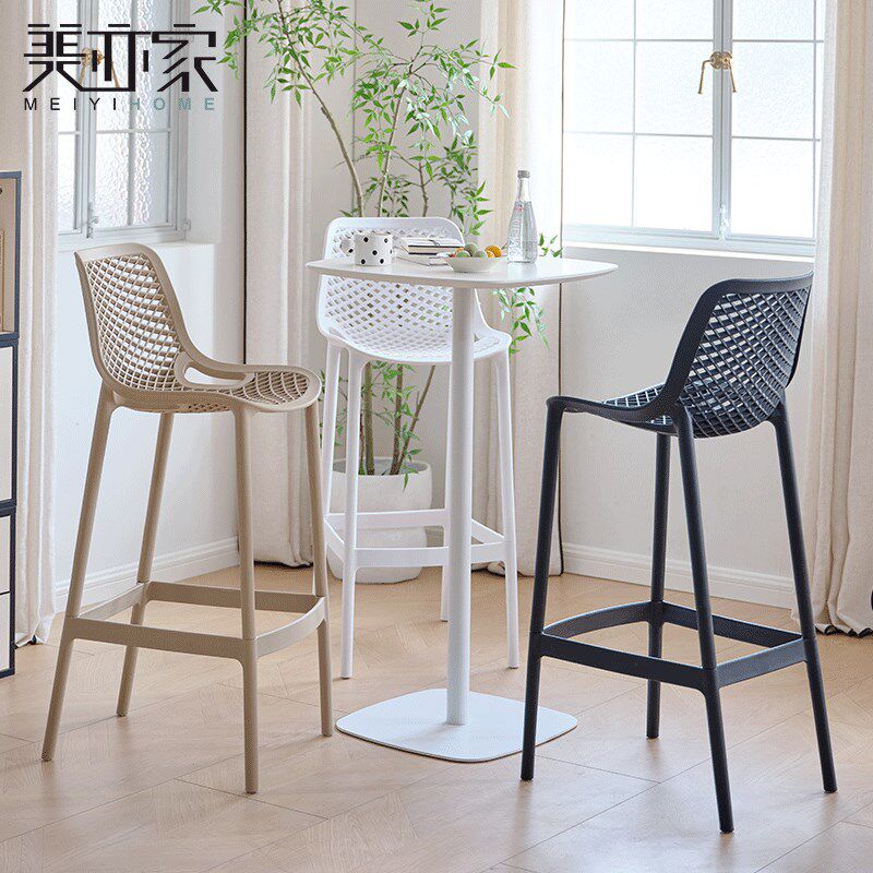 家用塑料吧椅现代简约靠背高脚凳餐厅咖啡厅高级感吧台椅岛台椅子