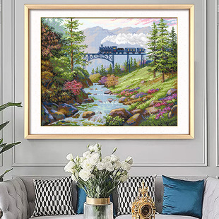 沿途风景现代客厅卧室挂画自己绣高端刺绣棉线 ks十字绣2025年新款