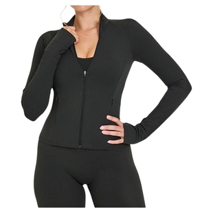 澳洲*CSB欧美女士立领瑜伽服女上衣防风运动夹克修身磨毛运动跑步