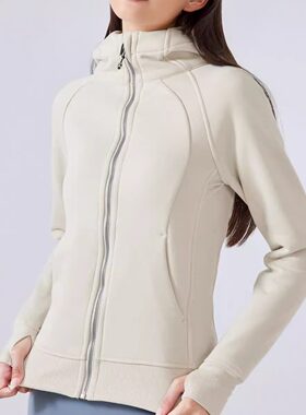 *CSBSCA新款加厚保暖连帽外套女户外健身卫衣瑜伽服夹克运动上衣D