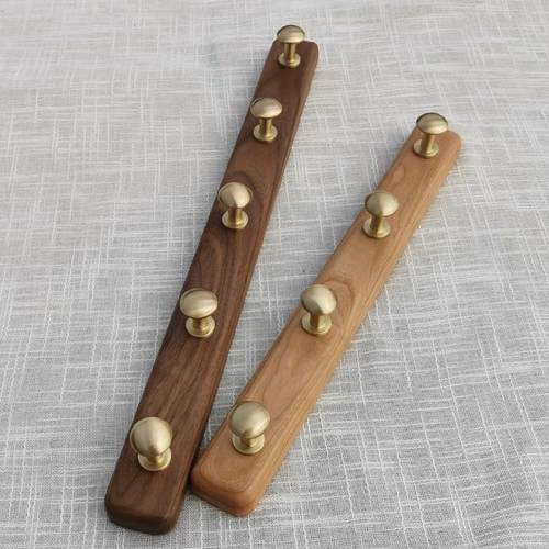 黑胡桃实木黄铜门后墙壁挂式挂衣架免打孔衣帽挂衣柜瓷砖一排挂钩