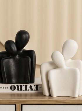 陶瓷抽象情侣简约现代创意艺术摆件客厅酒柜玄关电视柜家居装饰品