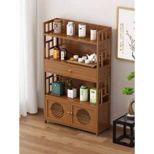 茶柜置物架茶室博古架实木中式摆件多宝阁茶叶架子茶桌茶具收纳柜