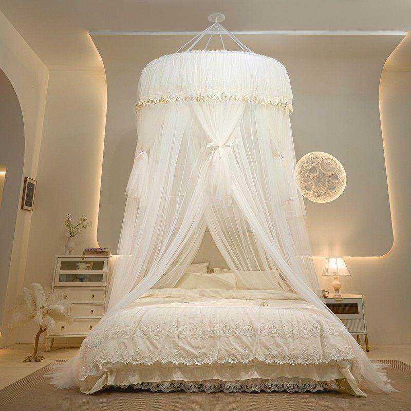 免打孔吊顶圆顶公主风加密蚊帐家用卧室2025款吸顶免安装床幔落地