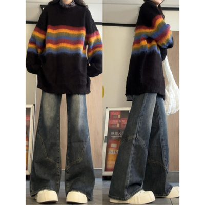 美式复古蓝牛仔裤女秋冬