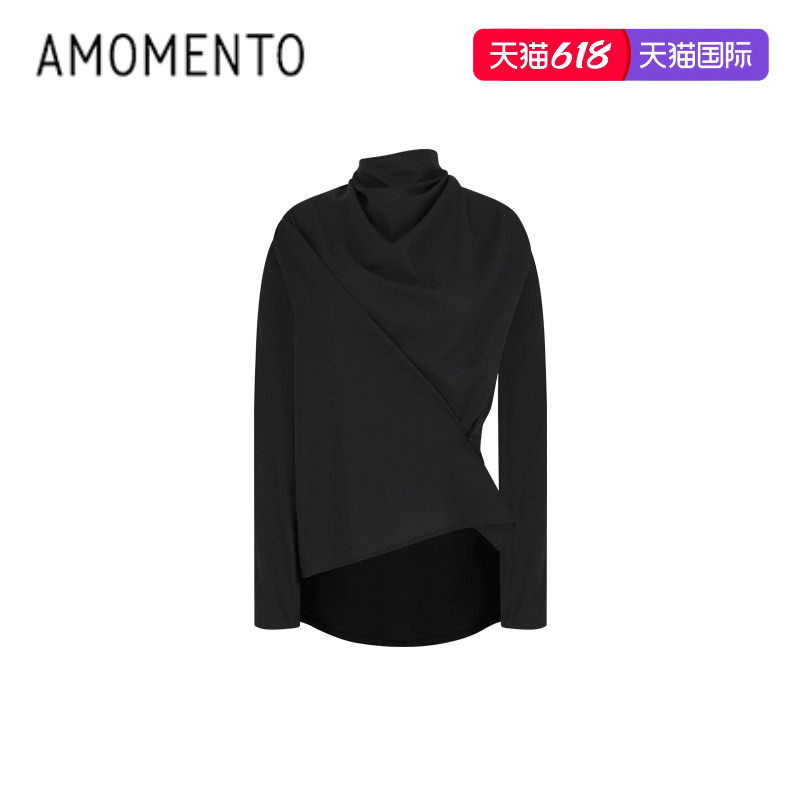 [AMOMENTO] 高昭贤同款 25FW  BLOUSE 25年秋冬新款高领双穿衬衫