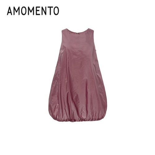Amomento2025新款无袖蓬蓬连衣裙