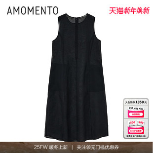 Sheer Long Dress 黑色简约无袖 25PS 2025夏季 连衣裙 AMOMENTO