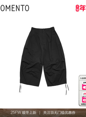 [AMOMENTO] 24FW WIDE CAPRI PANTS秋冬新款棉尼龙宽松九分裤百搭