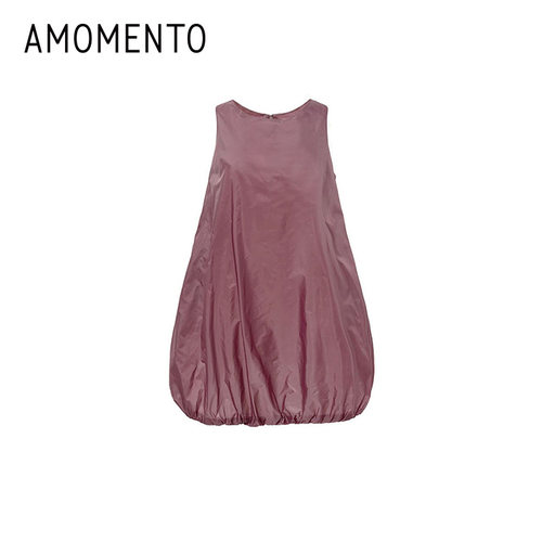Amomento2025新款无袖蓬蓬连衣裙