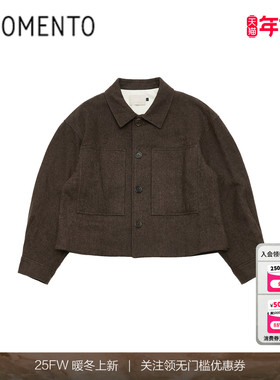 [AMOMENTO] 24FW CROP WOOL JACKET 秋冬新短款羊毛夹棉外套百搭
