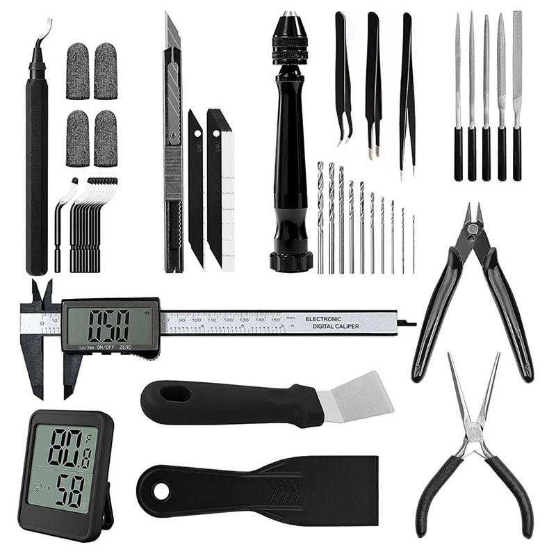 黑色3D打印机工具套装3d打印机配件用于去毛刺钻孔测量等