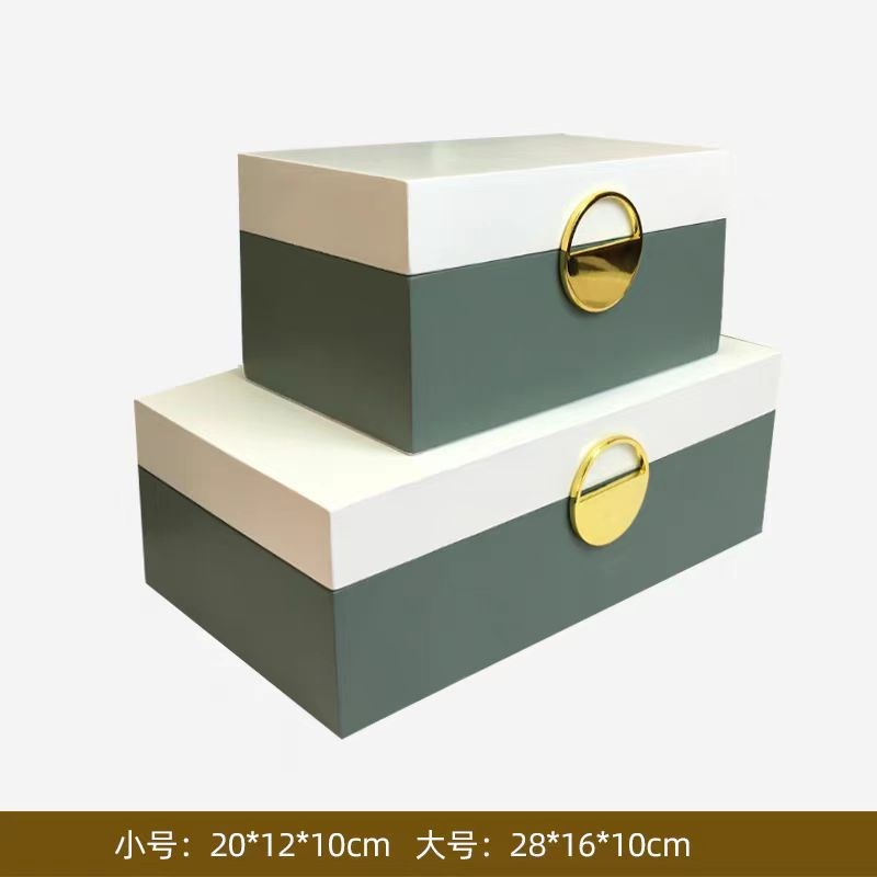 新中式样板房皮质首饰收纳盒酒店卧室衣帽间橱窗饰品盒软装摆件