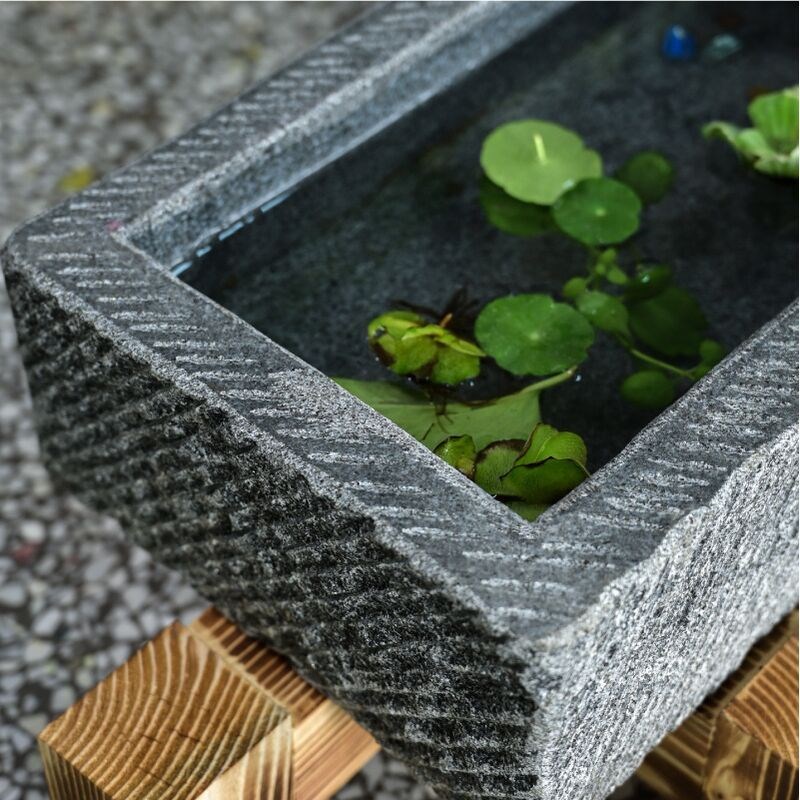 天然石头花盆鱼缸流水摆件石槽水槽石雕鱼缸石头花盆水槽青石水缸