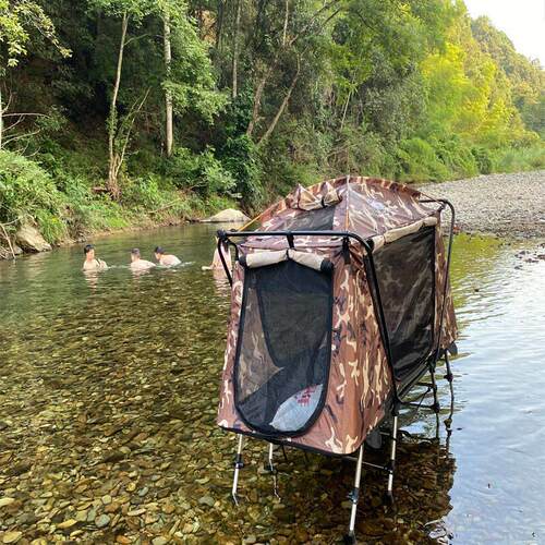 新款离地帐篷折叠行军床8脚可调高低防风防雨保暖双开门遮阳帐篷