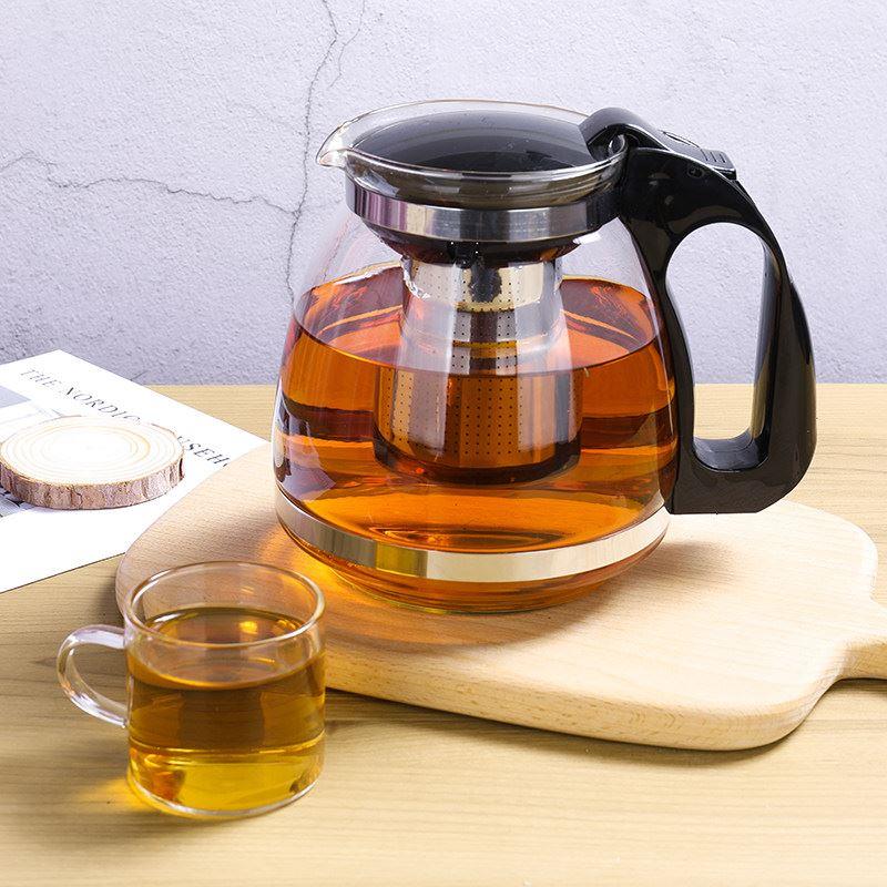 开水直冲花茶壶耐热玻璃茶壶茶具不锈钢过滤网大容量冲茶器