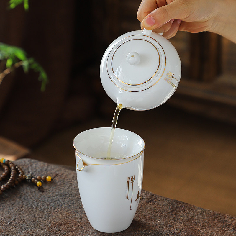 白瓷茶壶德化羊脂玉大号西施壶陶瓷家用茶具套装茶道配件茶杯单壶