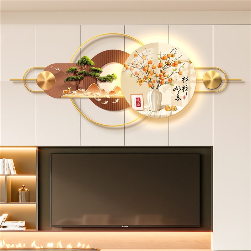 电视背景墙立体壁画装饰画高级感客厅房间背景墙铝合金组合挂画
