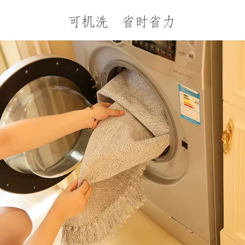 手工编织地毯棉麻布艺可机洗地垫入户玄关客厅地毯飘窗卧室床边毯
