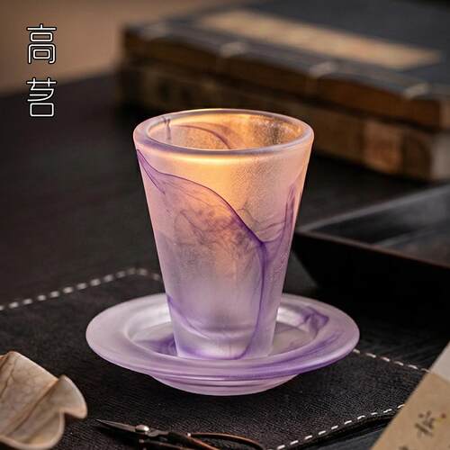 高档琉璃主人杯带杯垫高颜值小茶杯女士个人专用喝茶品茗杯单杯子