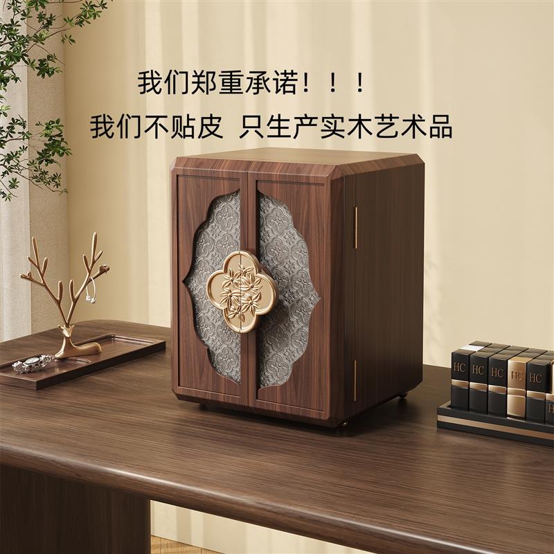 新中式实木首饰盒带锁复古高档多层收纳盒结婚三金礼物送新娘闺蜜