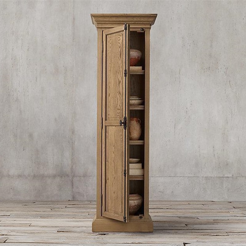 法式实木天地锁书柜欧式橡木复古餐边柜展示柜美式乡村玻璃门酒柜