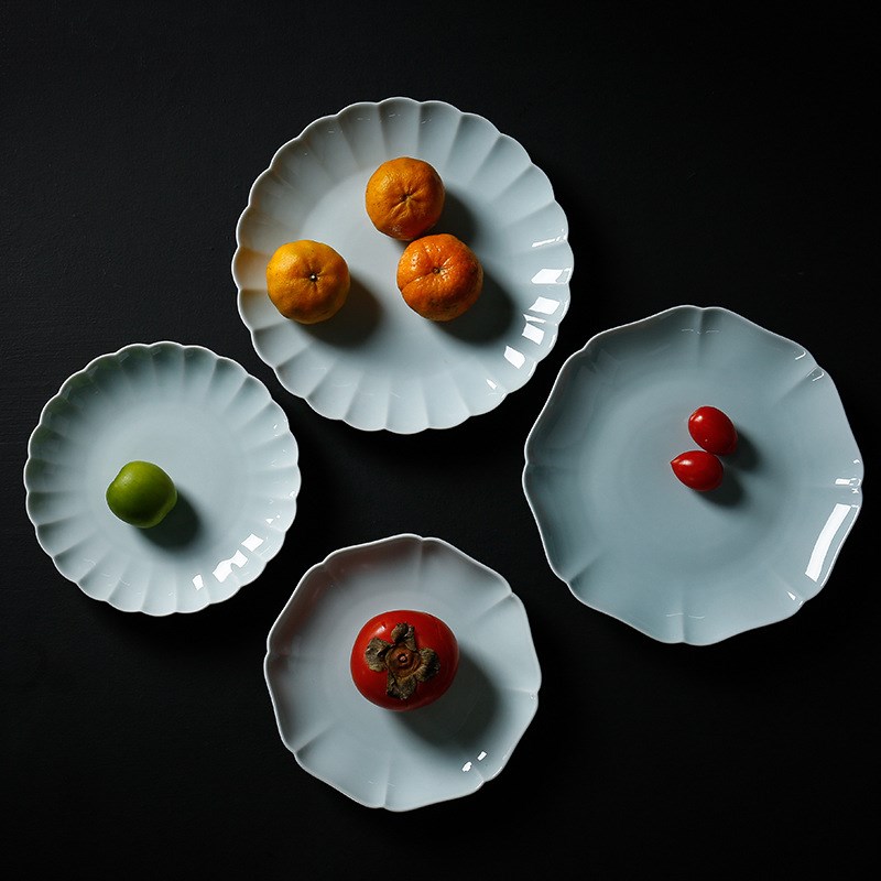 创意陶瓷餐盘面盘 大号中式圆形平盘浅盘茶点盘水果盘 logo