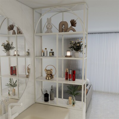 长虹玻璃卫生间半墙屏风柜玄关客厅干区洗漱台置物架隔断现代简约