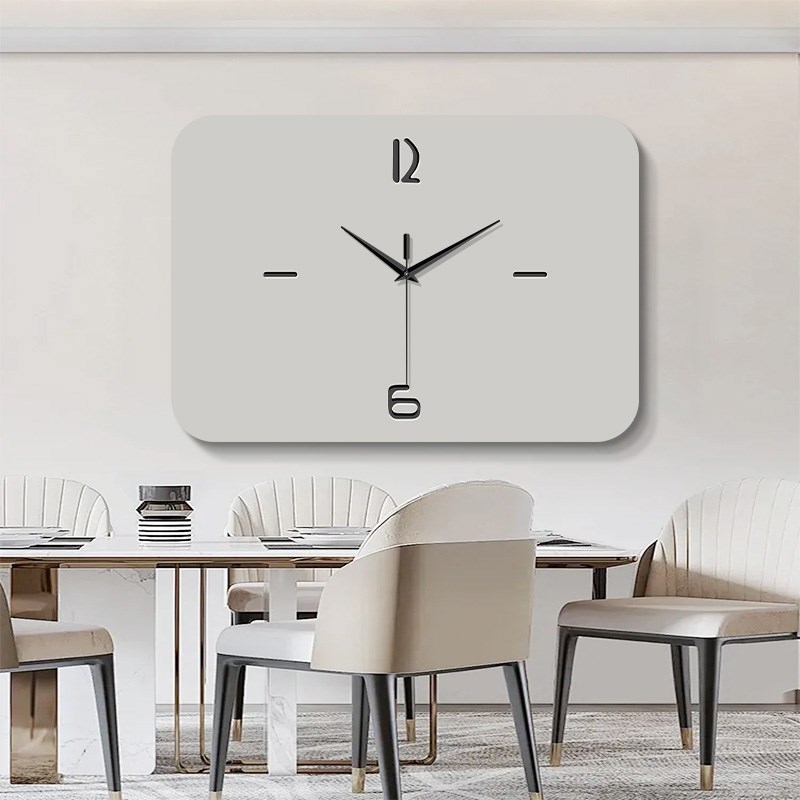 纯色极简餐厅装饰画钟表挂钟客厅2025新款电视背景墙艺术时钟挂墙