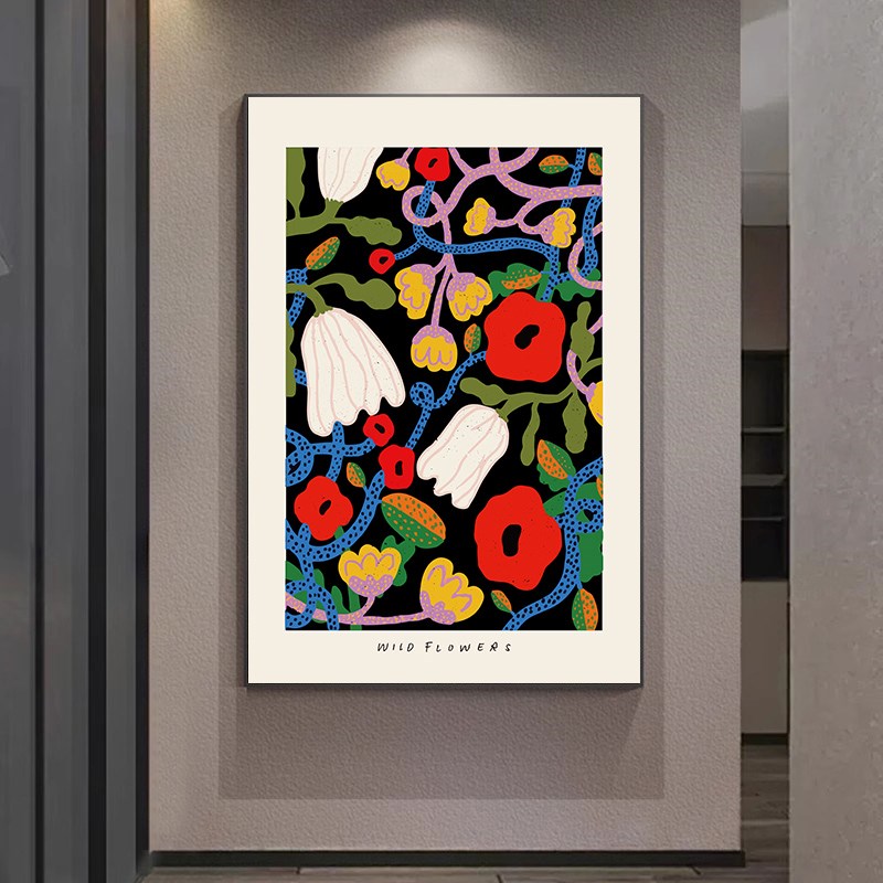 抽象花卉艺术装饰画轻奢现代客厅挂画进门玄关过道壁画卧室餐厅画图片