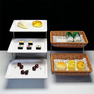 三層自助餐展示盤水果面包蛋糕點心蛋撻酒店餐廳食物展示架擺臺
