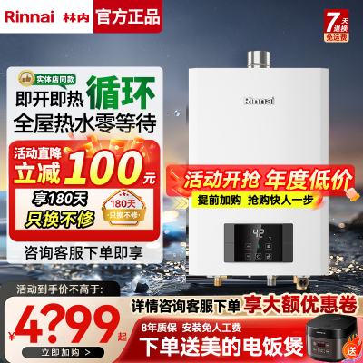 Rinnai/林内焕享RUS-R16E51G-CB室内燃气热水器零冷水增压20/24L
