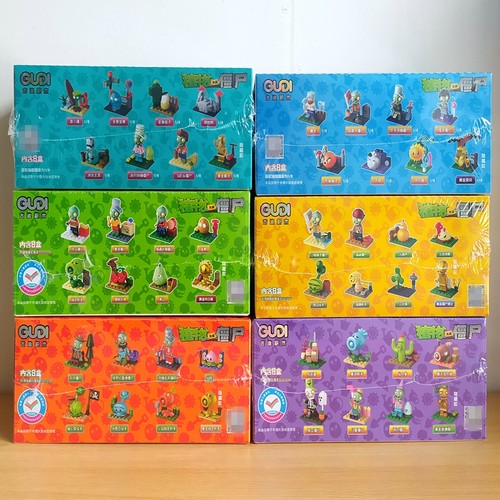 古迪60030-35植物大战僵尸积木人仔盲盒仙人掌椰子加农炮男孩礼物