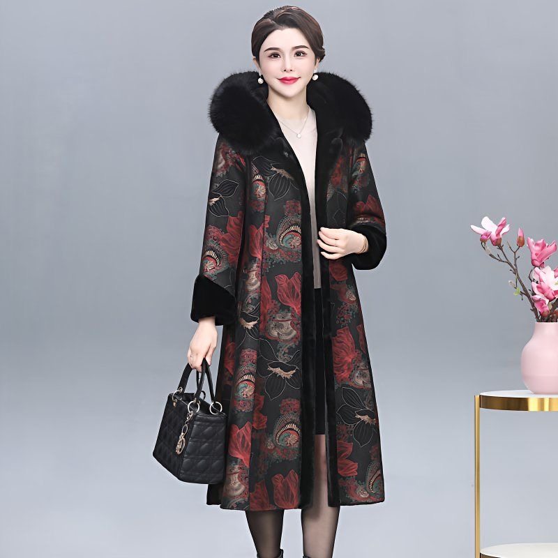 冬季妈妈装加厚保暖皮毛一体长款大衣外套中老年连帽环保貂毛外套,女装/女士精品,中老年女装,淘宝优惠券,粉丝福利购,淘宝优惠卷