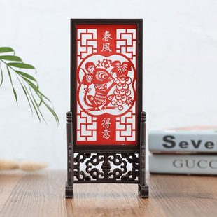 小台屏书桌摆设仿古小屏风摆件中国风中国特色出国礼品工艺品礼物